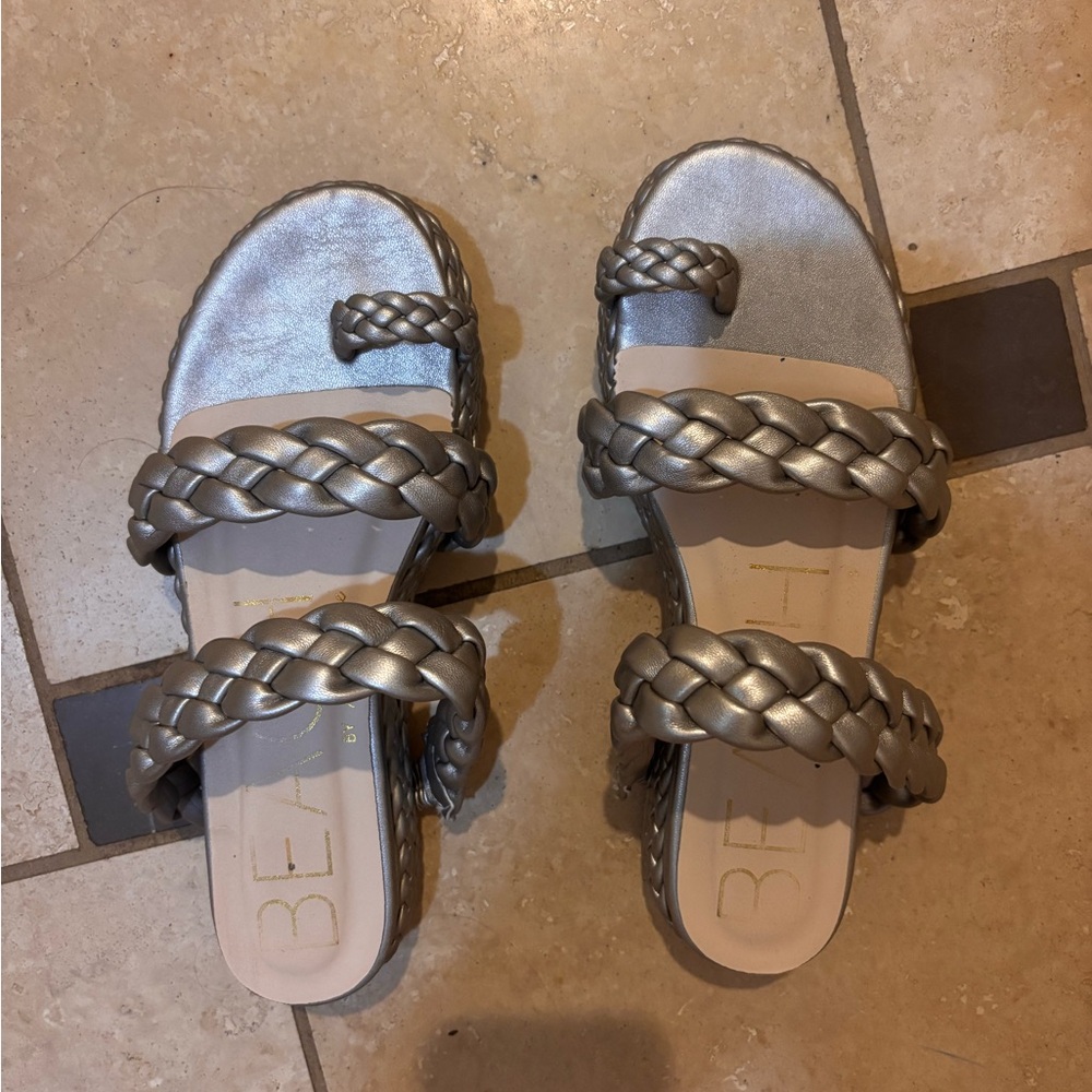 Silver Braided platform Sandals
